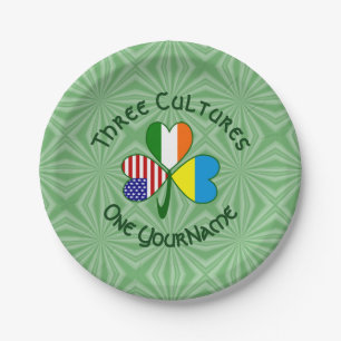 Ukraine Irland USA Kleeblatt Flagge Personalisiert Pappteller