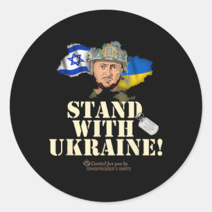 Ukraine Israel Wolodymyr Selenskyj Steht mit der U Runder Aufkleber
