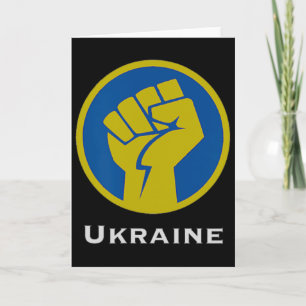 Ukraine kämpfende Faust in Blau und Gelb Flaggenfa Karte