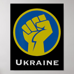 Ukraine kämpfende Faust in Blau und Gelb Flaggenfa Poster