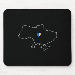 Ukraine-Karte mit Herz in gelb-blauer ukrainischer Mousepad