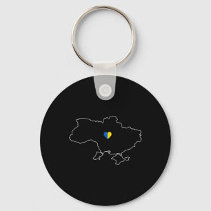 Ukraine-Karte mit Herz in gelb-blauer ukrainischer Schlüsselanhänger
