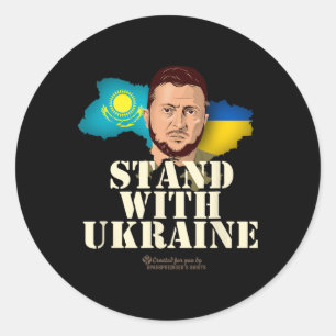 Ukraine Kasachstan Wolodymyr Selenskyj Steht Mit U Runder Aufkleber