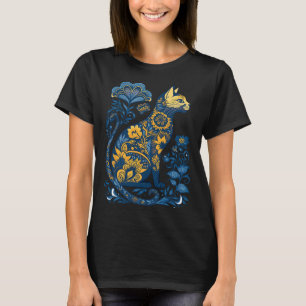 Ukraine-Katze Blumen Vintage Ukrainische Flagge Un T-Shirt