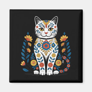 Ukraine-Katze Blumig Vintage Ukrainische Flagge Magnet