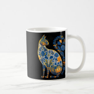 Ukraine-Katze Floral Retro Ukrainische Flagge Und Kaffeetasse