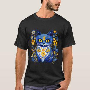 Ukraine Katze Floral Vintage Ukrainische Flagge Vy T-Shirt