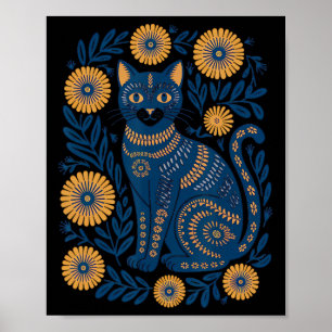 Ukraine Katze Floral Vintage Ukrainische Flagge Wy Poster