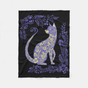 Ukraine Katze Niedlich Floral Vintage Ukrainisch V Fleecedecke