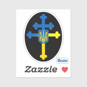 Ukraine Kreuzzeichen und Lorraine-Kreuz Aufkleber