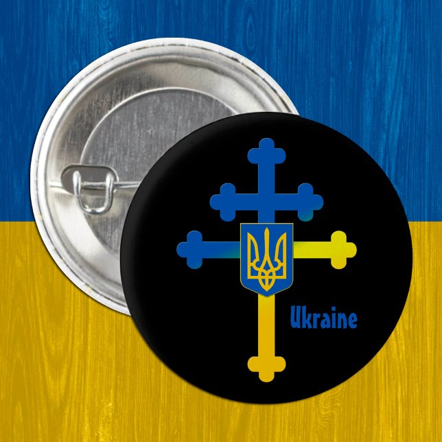 Ukraine Kreuzzeichen und Lorraine-Kreuz Button (Von Creator hochgeladen)