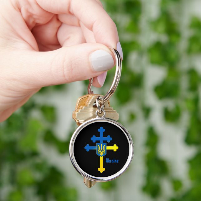 Ukraine Kreuzzeichen und Lorraine Kreuzkreuz Schlü Schlüsselanhänger (Hand)