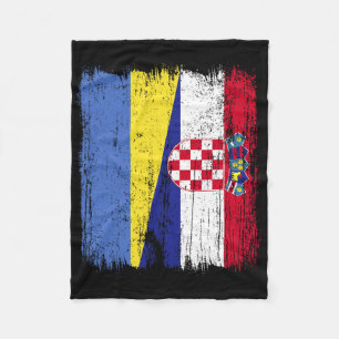 Ukraine Kroatien Halbe Flagge Stolzer Ukrainischer Fleecedecke