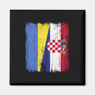 Ukraine Kroatien Halbe Flagge Stolzer Ukrainischer Magnet