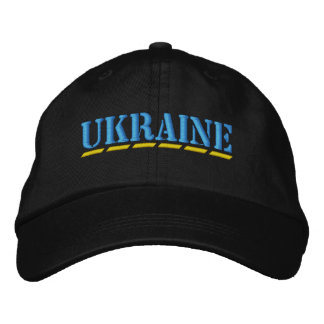UKRAINE Light Blue Yellow Stencil Style Schriftart Bestickte Baseballkappe