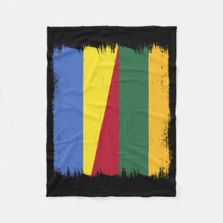 Ukraine Litauen Halbe Flagge Ukrainisch Litauisch  Fleecedecke