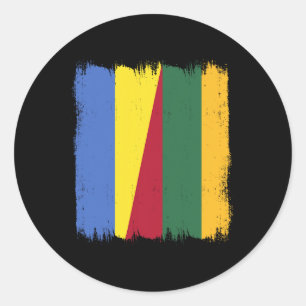 Ukraine Litauen Halbe Flagge Ukrainisch Litauisch  Runder Aufkleber
