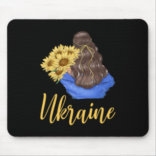 Ukraine-Mädchen mit Sonnenblumen Blaue Gelbe Farbe Mousepad