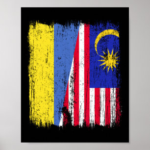 Ukraine Malaysia Halbflagge Ukrainischer Malaysisc Poster