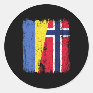 Ukraine Norwegen Halbe Flagge Ukrainische Norwegis Runder Aufkleber