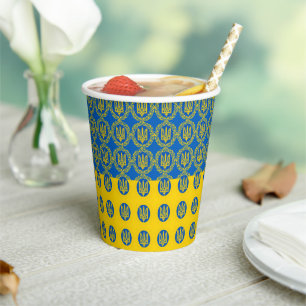 Ukraine Paper Cup & Ukrainische Fahne Mode / Party Pappbecher