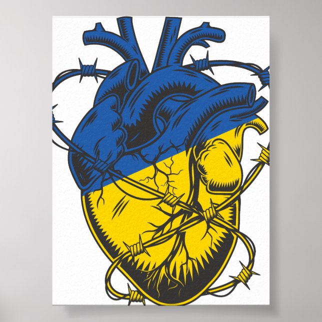 Ukraine Peace Barbed Wire Heart Liebe Ukraine Poster (Vorne)