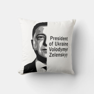 Ukraine Präsident Zelenskyy Half Portrait B&W Art Kissen