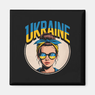 Ukraine Retro-Stil Frau Grafik Kultureller Stolz A Magnet