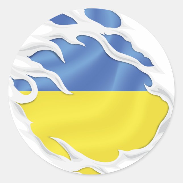 Ukraine Ripped Flag Classic Round Aufkleber (Vorderseite)
