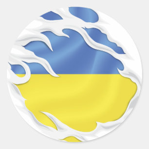 Ukraine Ripped Flag Classic Round Aufkleber