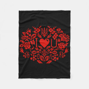 Ukraine Rot-Schwarz-Flagge Pixel-Stickerei-Stil  Fleecedecke