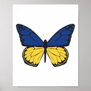 Ukraine Schmetterling - Blau und Gelbe Flagge - Fr Poster