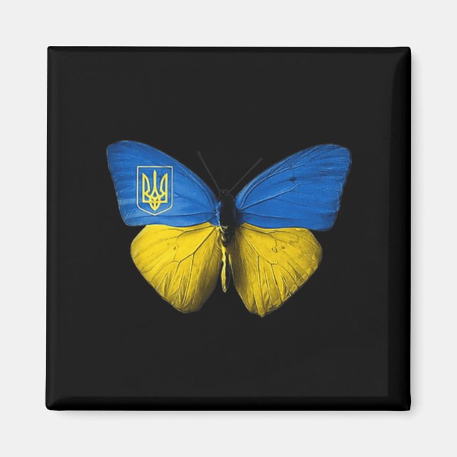 Ukraine Schmetterling Ukraine ukrainische Fahne Li Magnet (Vorne)