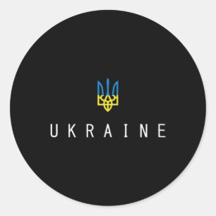 Ukraine-Shirt Ukrainisch Tryzub-Flagge Dreizack Mi Runder Aufkleber