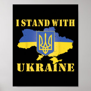 Ukraine-Shirt Ukrainische Flagge Karte Ich stehe h Poster