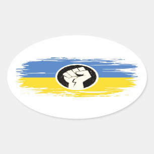 Ukraine Solidarität Blaue gelbe Flagge erwischt Ovaler Aufkleber