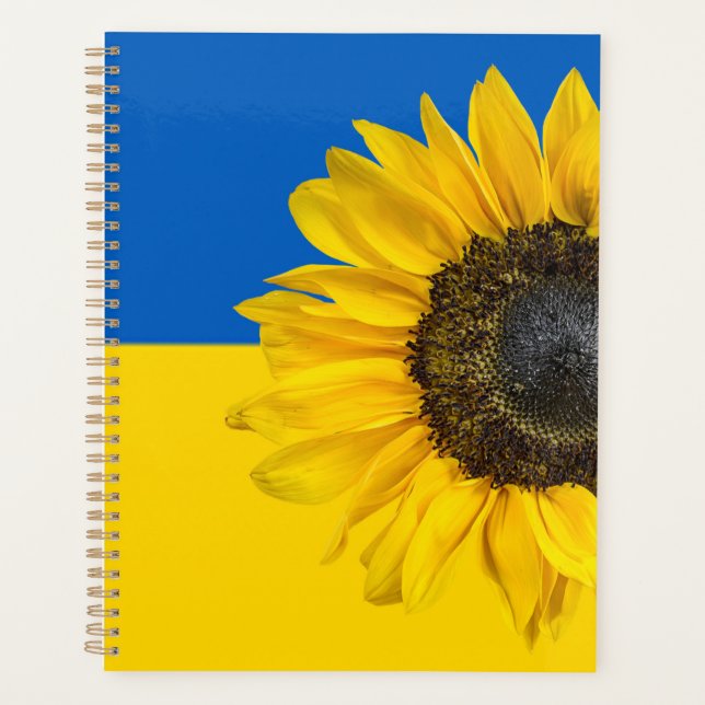 Ukraine Sonnenblume auf Fahne Planer (Vorderseite)