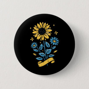 Ukraine Sonnenblume Blau Gelb Ukrainische Frauen M Button