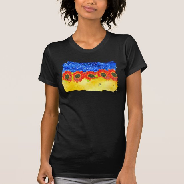 Ukraine Sonnenblume Blaue Gelbe Flagge Symbol T -  T-Shirt (Vorderseite)