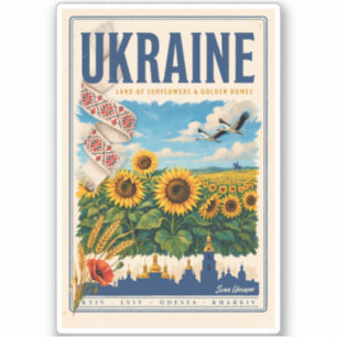 Ukraine Sonnenblume Goldene Kuppel Illustration Re Aufkleber