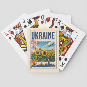 Ukraine Sonnenblume Goldene Kuppel Illustration Re Spielkarten