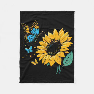 Ukraine Sonnenblume Schmetterling Ukrainische Mädc Fleecedecke