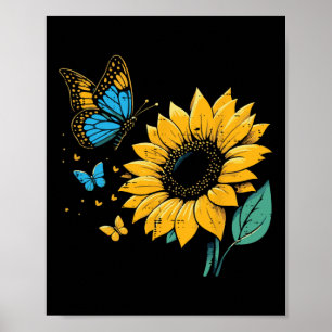 Ukraine Sonnenblume Schmetterling Ukrainische Mädc Poster