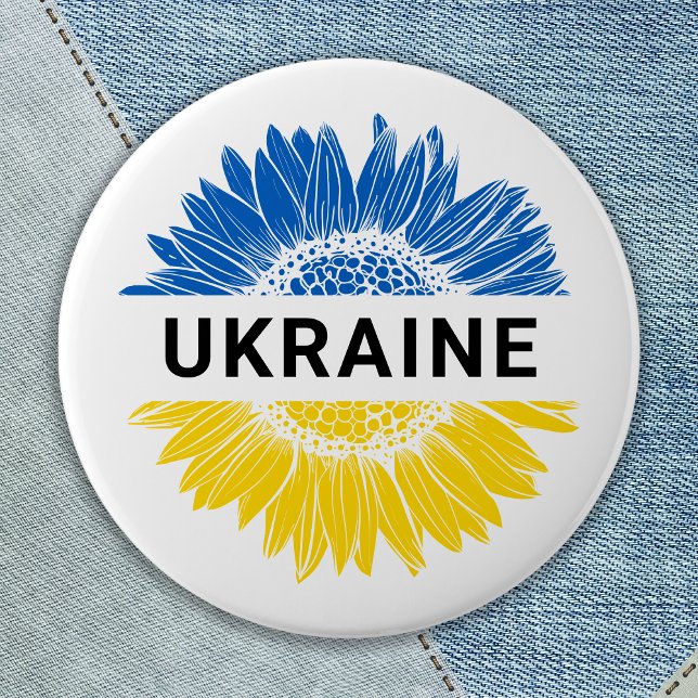 Ukraine Sonnenblume Ukrainische Solidarität Button (Von Creator hochgeladen)