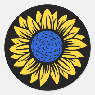 Ukraine Sonnenblume ukrainische Solidarität Runder Aufkleber