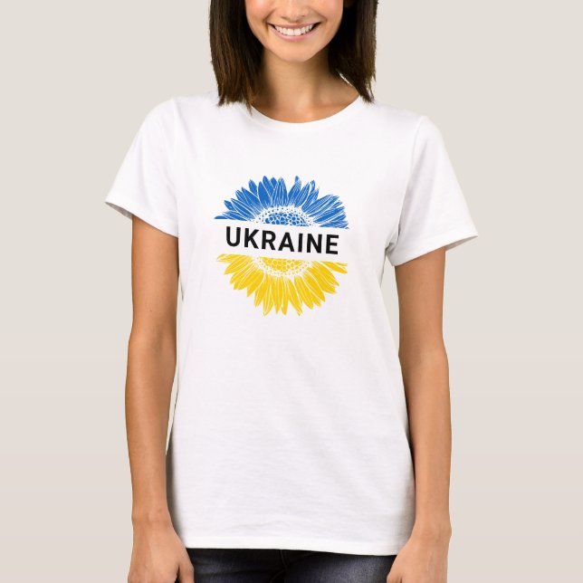 Ukraine Sonnenblume Ukrainische Solidarität T-Shirt (Vorderseite)