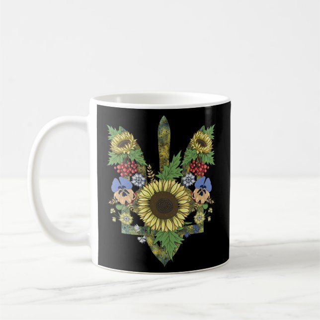 Ukraine Sonnenblume ukrainisches Symbol Trysub F Kaffeetasse (Links)