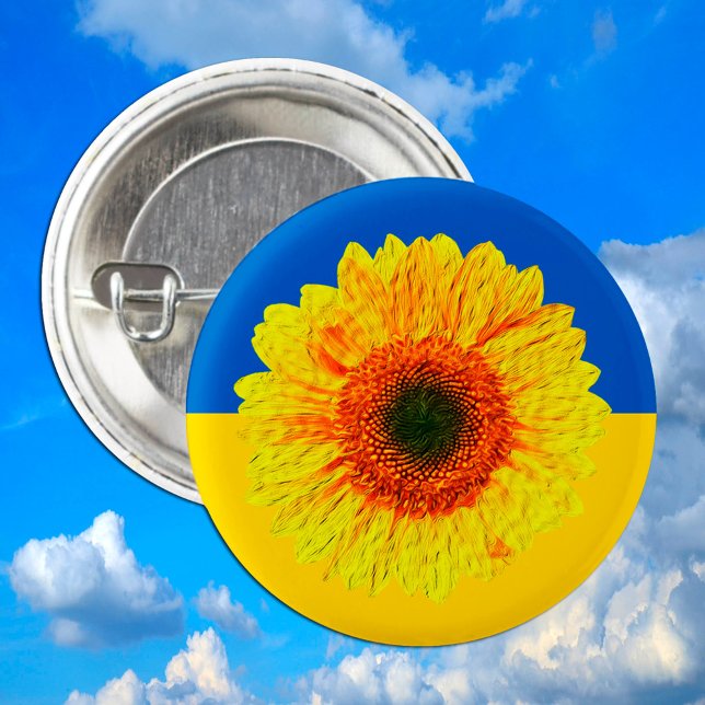 Ukraine - Sonnenblume und ukrainische Flagge / Blu Button (Von Creator hochgeladen)