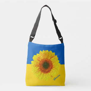 Ukraine Sonnenblume und ukrainische Flagge / Blume Tragetaschen Mit Langen Trägern
