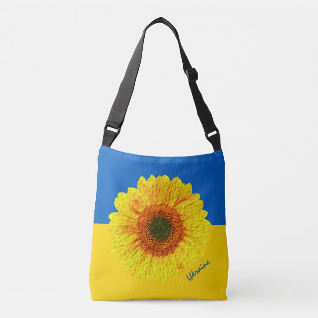 Ukraine Sonnenblume und ukrainische Flagge / Blume Tragetaschen Mit Langen Trägern (Vorderseite)